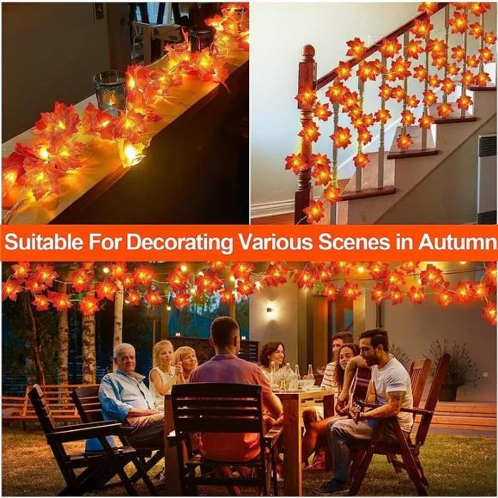 3 Pack-30Ft Fall Garland Halloween Fall Decorations for Home, 60LED Thanksgiving